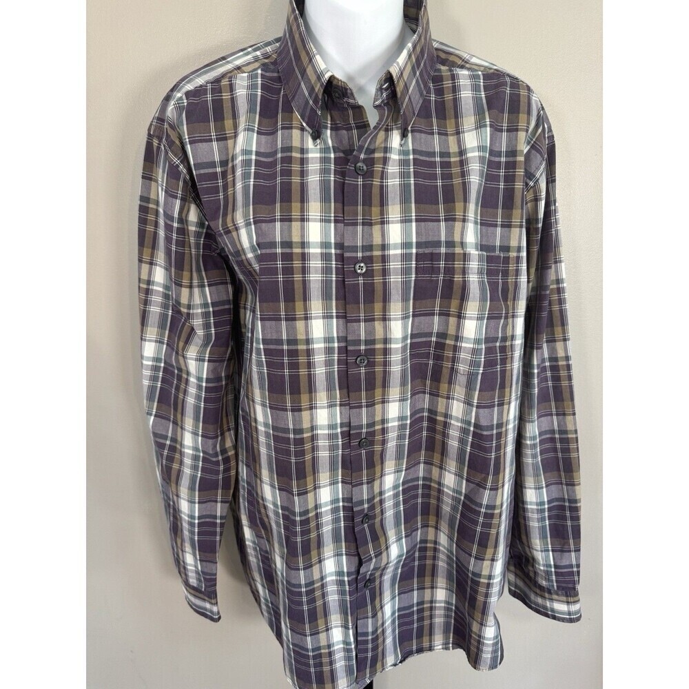 Alexander Julian Colours Shirt Mens L Purple Plaid L Sleeve Cotton/Poly